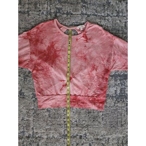 Walking On Sunshine Pink Tie-Dye Twisted Back Pullover Long Sleeve Sweater Sz M - Picture 8 of 8